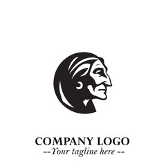 Elegant Old Woman Logo Symbol in Black on White Background with Classic and Minimalist Design
