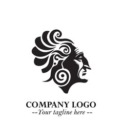 Elegant Old Woman Logo Symbol in Black on White Background with Classic and Minimalist Design
