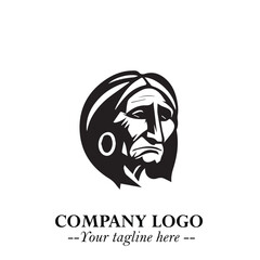 Elegant Old Woman Logo Symbol in Black on White Background with Classic and Minimalist Design
