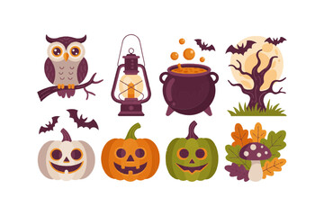 set of halloween elements