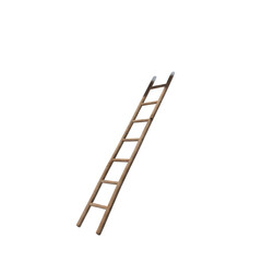 Isolated rustic wooden ladder reaching upwards symbolic of aspirations and progress