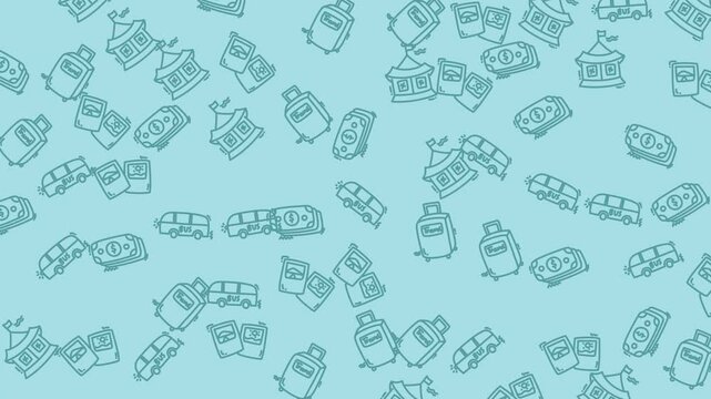 Cute Cartoon Penguin Characters Seamless Pattern Background.