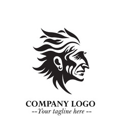 Elegant Old Woman Logo Symbol in Black on White Background with Classic and Minimalist Design
