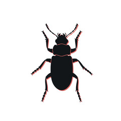 Black beetle silhouette with a glitch effect.