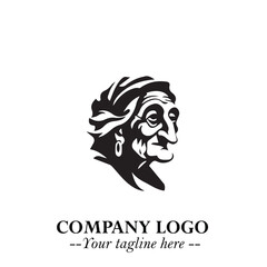 Elegant Old Woman Logo Symbol in Black on White Background with Classic and Minimalist Design
