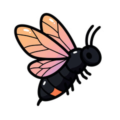 Cartoon Bee with Orange and Pink Wings.