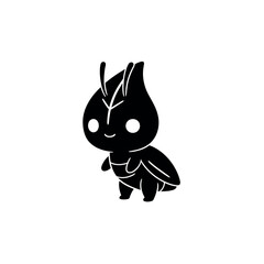 Cute Black Beetle Character.