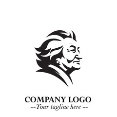 Elegant Old Woman Logo Symbol in Black on White Background with Classic and Minimalist Design
