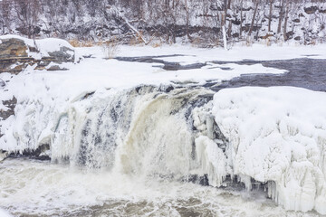 Hog's Back Falls frozen in winter Ottawa, Ontario, Canada