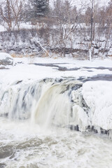 Hog's Back Falls frozen in winter Ottawa, Ontario, Canada
