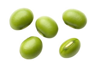  green beans isolated on transparent white background full depth of field clipping path