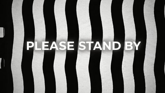 Vintage Television Please Stand By Glitch Screen Animation.