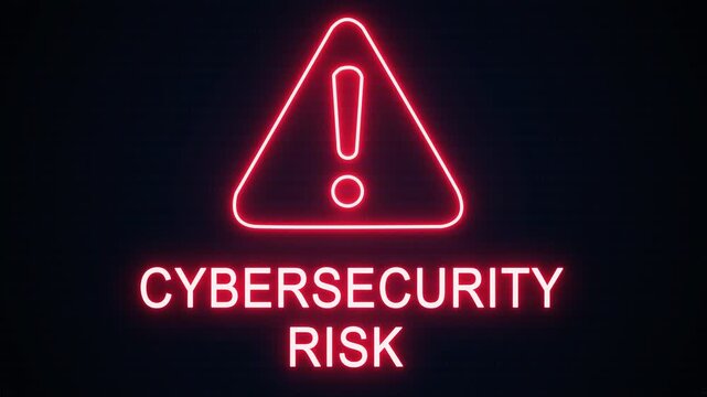 Cybersecurity risk alert icon with binary code background. The attention grabbing icon highlights the importance of digital safety in today's interconnected world.