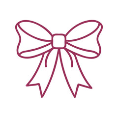 Elegant plum outline bow for holiday gifts and decorations, ready to add festive cheer to your designs with simplicity and charm