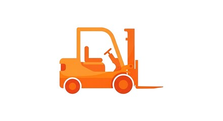 Orange Forklift Truck Illustration on White Background.