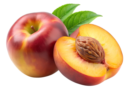  green peach isolated on transparent white background full depth of field clipping path