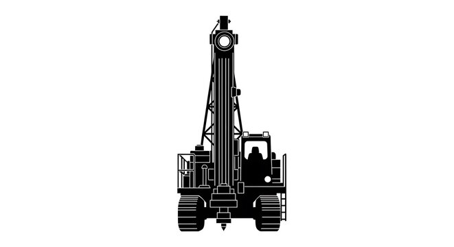 Silhouette of a drilling rig on a white background.