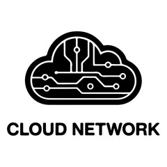 Obraz premium Digital cloud network concept icon with circuit board elements technology data flow isolated on transparent background