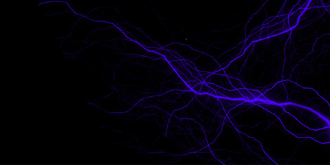 Blue lightning bolts branch across a black background. Black, blue marble seamless glitter texture background. Black marble texture for background or tiles floor decorative design.