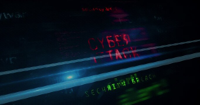 Cyber attack russia symbol technology display concept. Abstract sign on glitch screen.