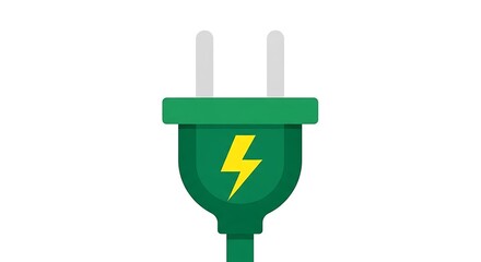 Green electric plug with lightning bolt symbol for energy.