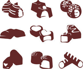 chocolate bar silhouette vector set