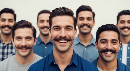 Group of men with mustaches smiling together