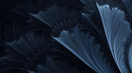 Blue abstract on black background, minimalist nature-inspired composition