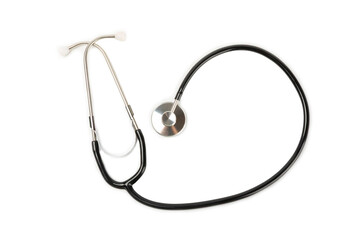 Stethoscope isolated on white background. Medical instrument. Medical concept. Healthcare. Health Day.Doctor equipment. Cardiology. Heart disease.Lung diagnostics.Diagnosis of respiratory inflammation