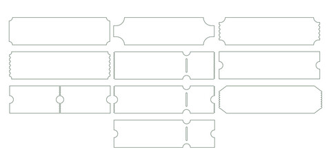 Empty Outline Ticket Blank. Voucher and Coupon Shape Line Icon. Vector Illustration