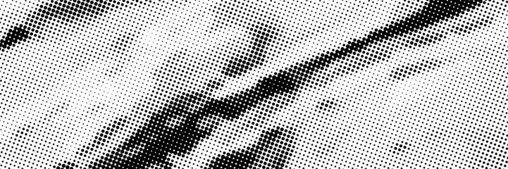 Dotted gradient vector illustration, white and black halftone background, horizontal seamless dotted lines, monochrome dots texture backdrop, retro effect. modern