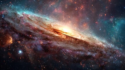 Fototapeta premium Majestic Spiral Galaxy: Cosmic Dust, Stars, and Celestial Beauty.