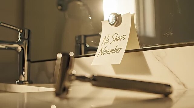 No Shave November A Close-Up of a Razor on a Bathroom Counter