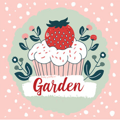 Candy Cupcake Vector with Whipped Cream Art