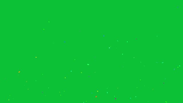 vibrant confetti burst seamless video for cgi projects. Colorful Isolated Confetti party popper Explosion confetti Blast Realistic On Transparent Background / Green Screen / Alpha Matte Channel.