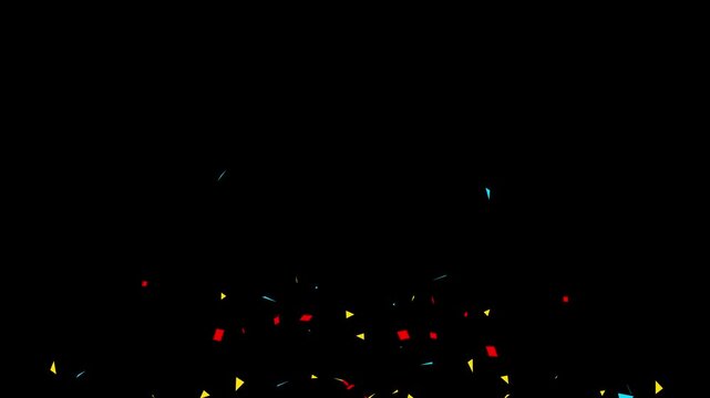 colorful confetti blast animation transparent background 4k. Colorful Isolated Confetti party popper Explosion. confetti Blast Realistic On Transparent Background / Green Screen / Alpha Matte Channel.