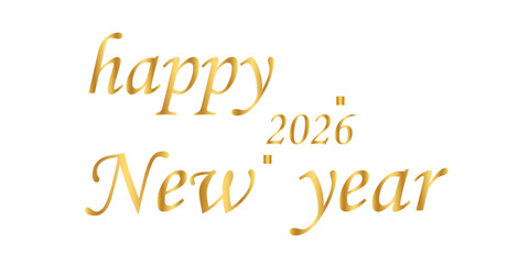 Golden Happy New Year 2026 Text on White Background