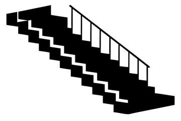Silhouette Complex Staircase with Multiple Landings Illustration for Architects on White Background