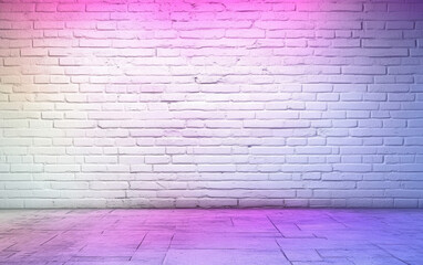 Colorful illuminated brick wall background for design and decoration