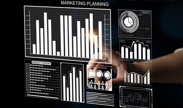 Detailed marketing planning chart featuring various statistical graphs and data visuals, essential for developing effective business strategies and evaluating performance. Impute - Powered by Adobe