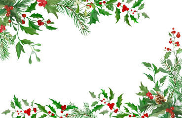 Christmas holly frame