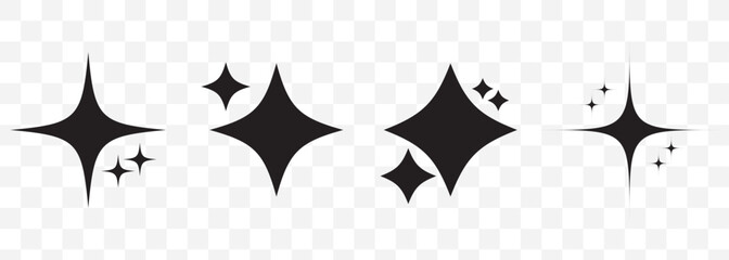 Sparkle star icon set simple star burst symbol transparent png and vector illustration shimmering four pointed star icon set sparkles star symbols vector bright sparkle star sparkle shiny flash