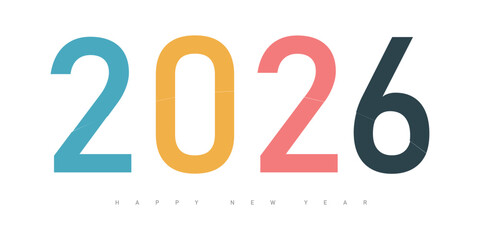 2026 Happy New Year colorful typography design