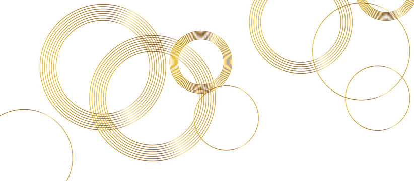elegant golden circular line pattern on white background with luxury abstract geometric minimalist modern design layout.