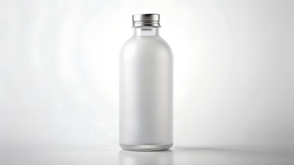  Frosted glass bottle isolated on white