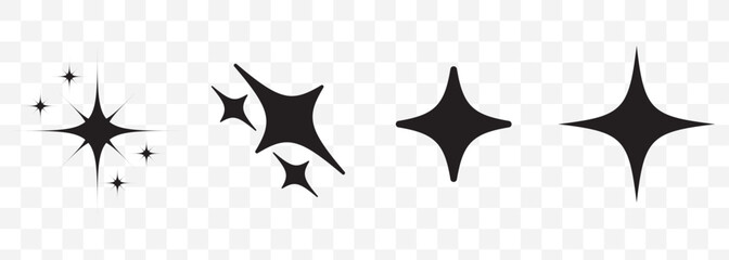 Sparkle star icon set simple star burst symbol transparent png and vector illustration shimmering four pointed star icon set sparkles star symbols vector bright sparkle star sparkle shiny flash