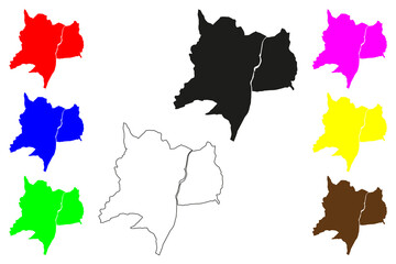 Butwal city (Federal Democratic Republic of Nepal) map vector illustration, scribble sketch Butwal Sub-Metropolitan City map