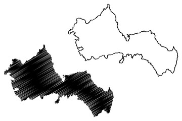 Favignana island (Aegadian Islands, Italian Republic, Italy) map vector illustration, scribble sketch Isola del Favignana map