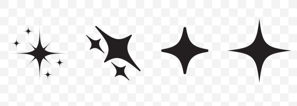 Sparkle star icon set simple star burst symbol transparent png and vector illustration shimmering four pointed star icon set sparkles star symbols vector bright sparkle star sparkle shiny flash