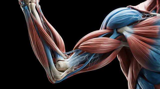 Detailed human arm muscles anatomy biceps triceps forearm anatomy study muscular system